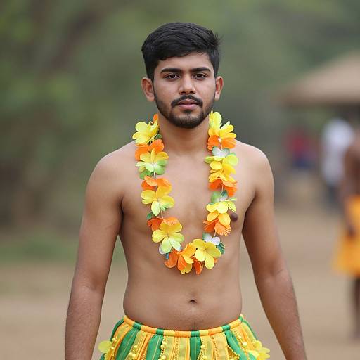 Bearded Man in Hula Costume