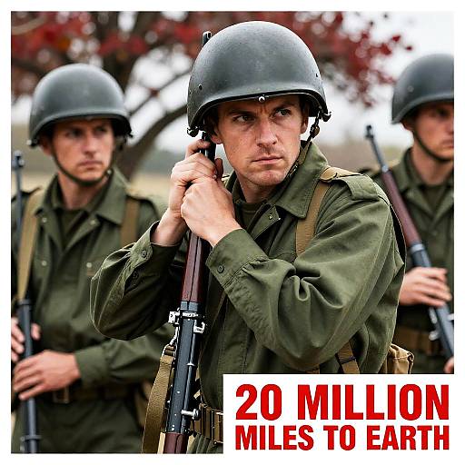 Alert Soldiers in Green Uniforms with Rifles