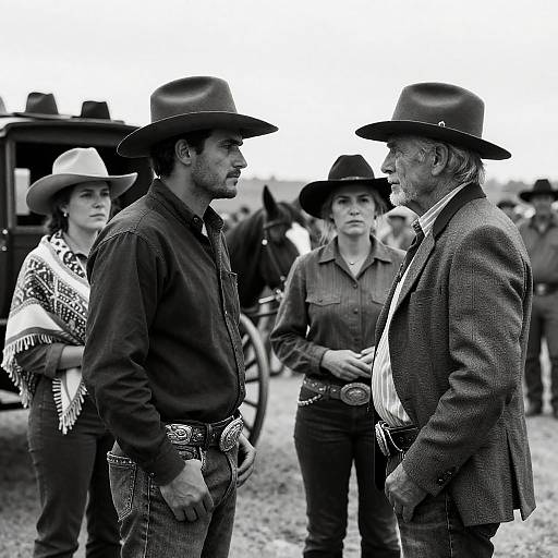 Dramatic Western Gathering in Black-and-White