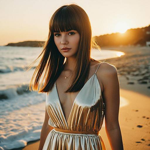 Elegant Beach Sunset Fashion Portrait