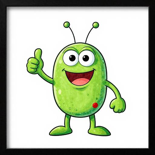 Friendly Green Alien Cartoon Character