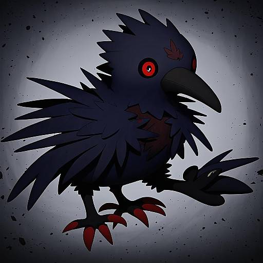 Illustration of Murkrow, pokemon in the style of Qixia