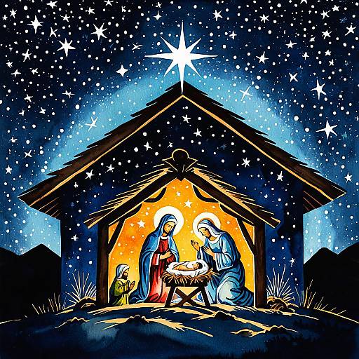 Whimsical Glowing Nativity Watercolor Tee