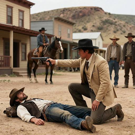 Dramatic Western Duel in the Old West