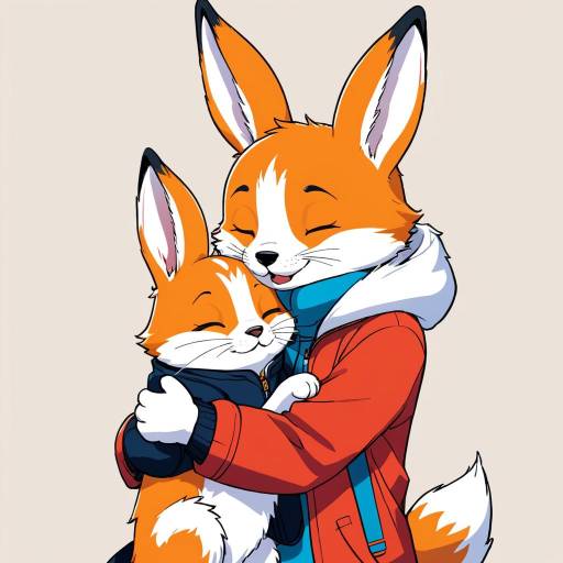Cute Cartoon Foxes Hugging