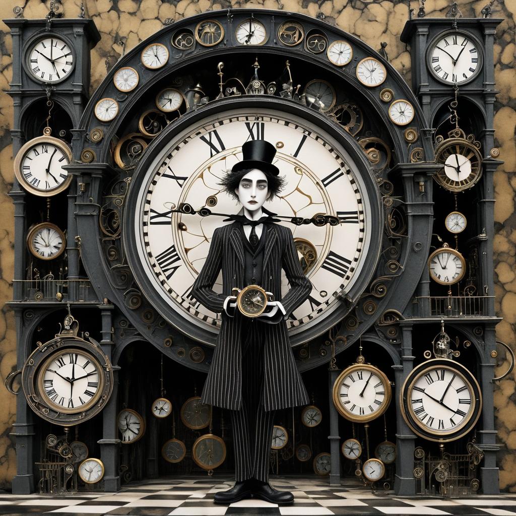 Whimsical Clockmaker in Crumbling Theater