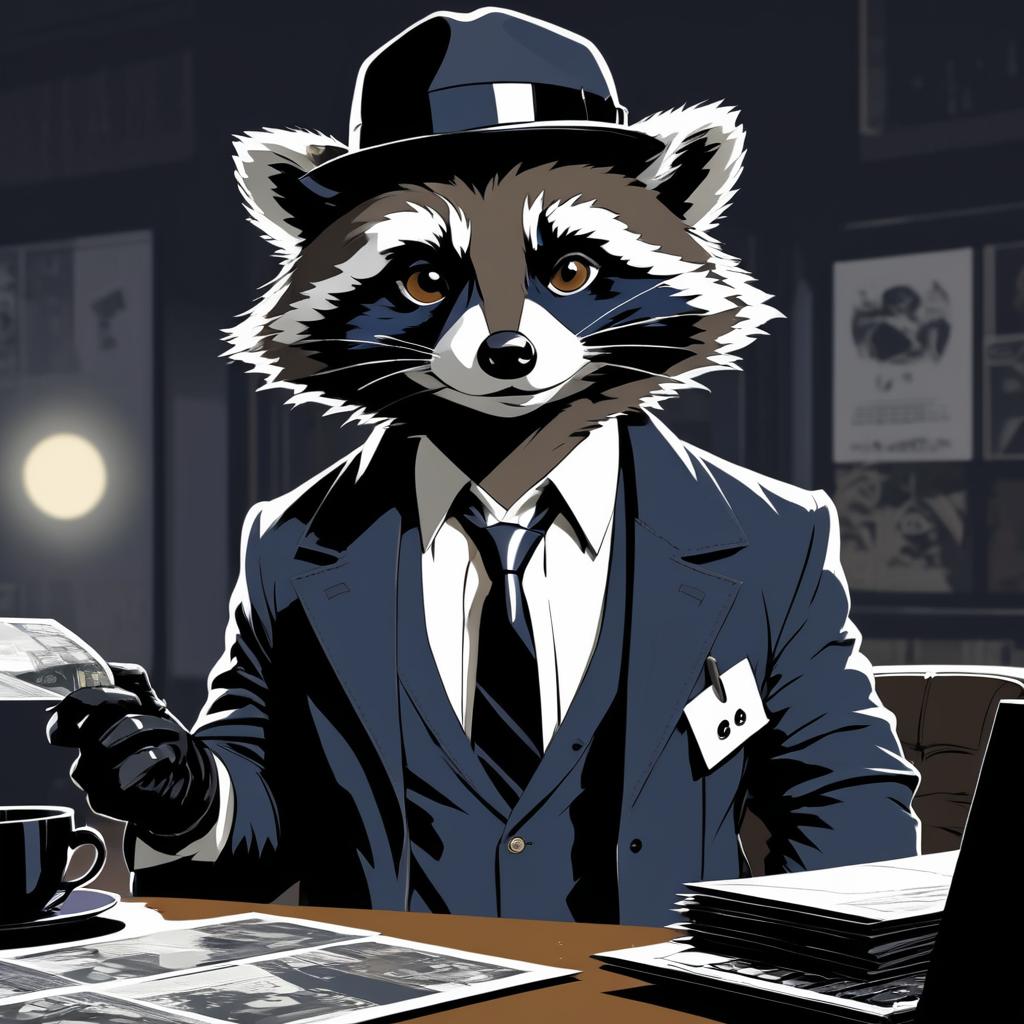 Noir Detective Raccoon with Style