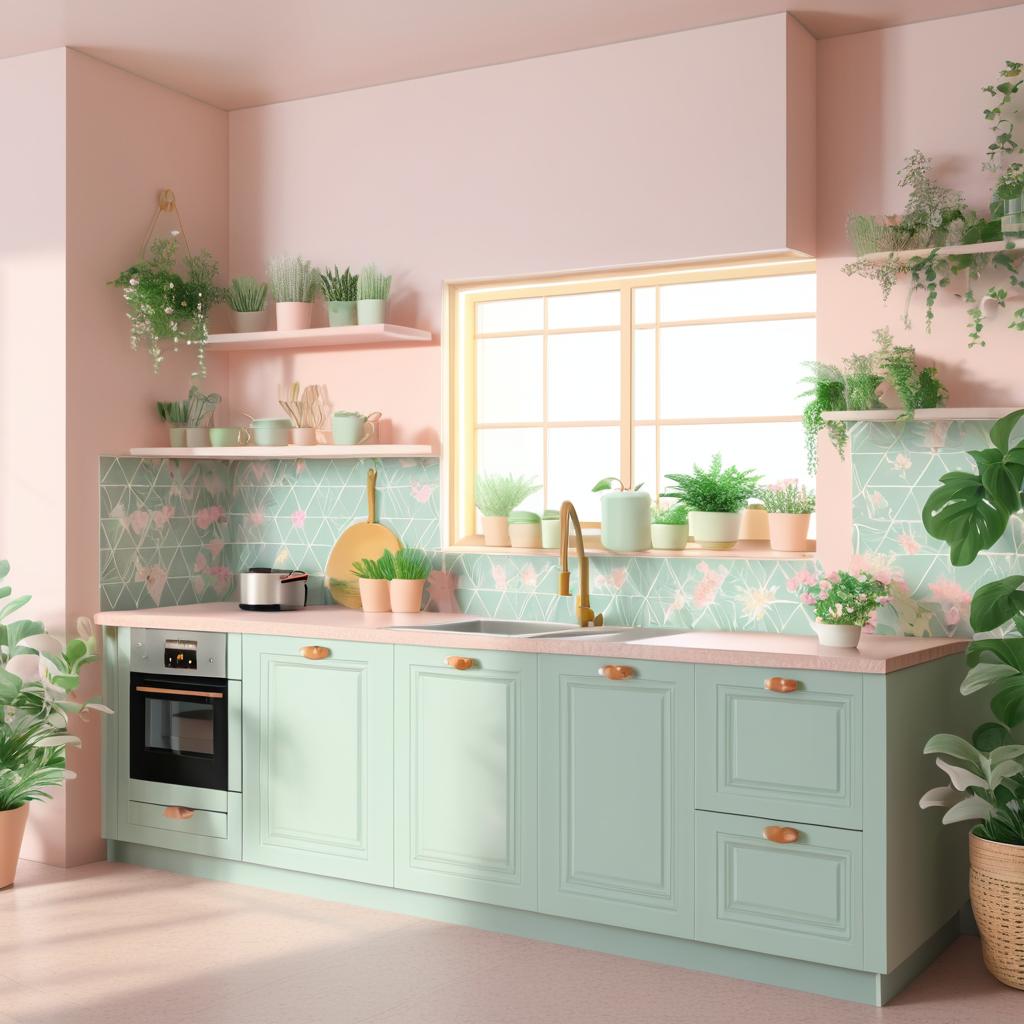 Vintage Kitchen with Pastel Floral Ambiance