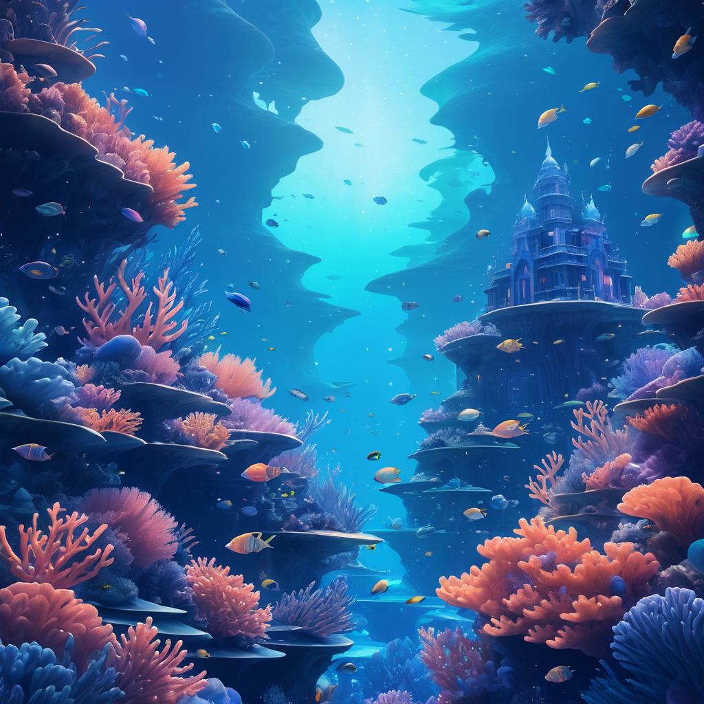 Pastel Fantasy Underwater Universe Illustration