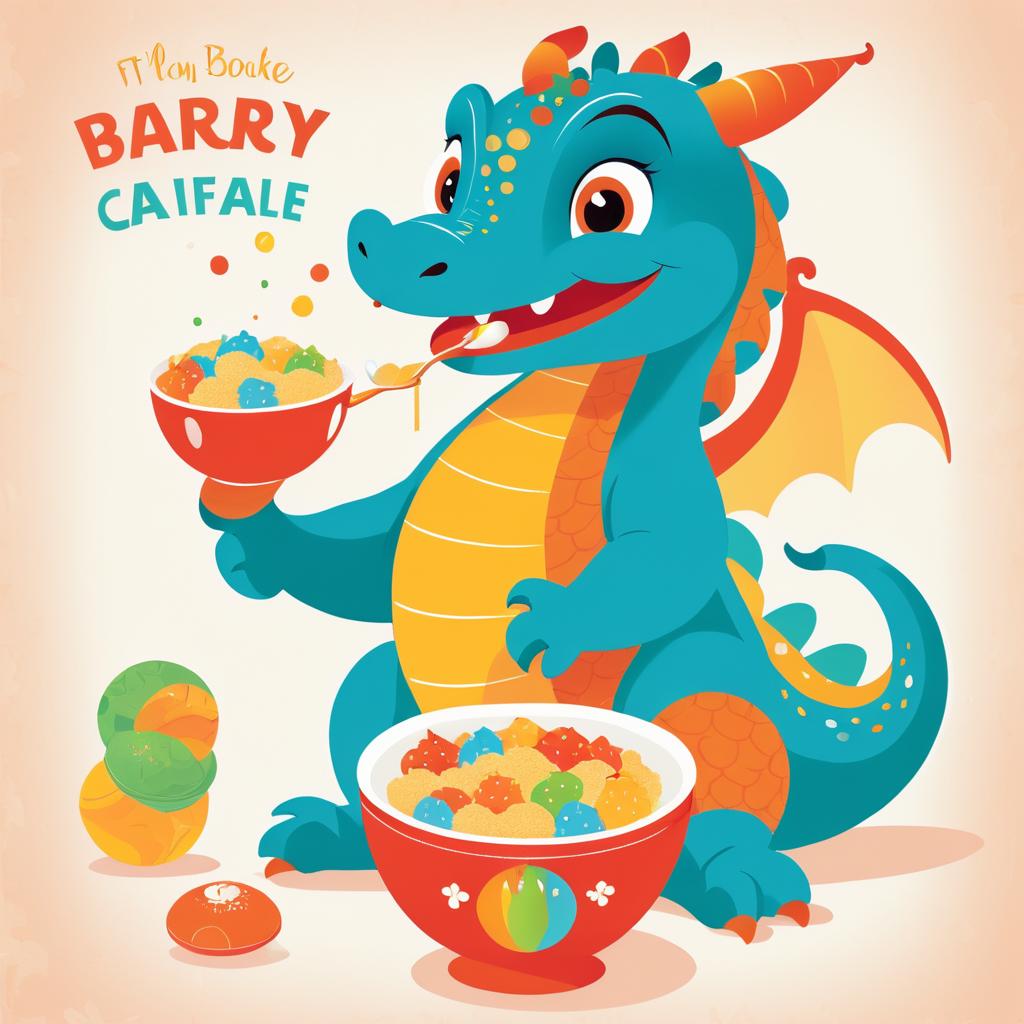 Playful Dragon Baby Vintage Cereal Poster