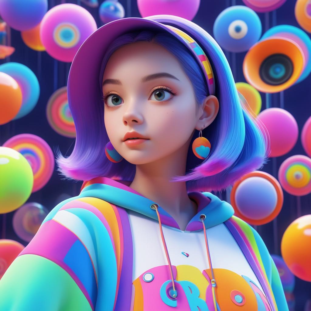 Whimsical 3D Portrait of Stylized Fashion