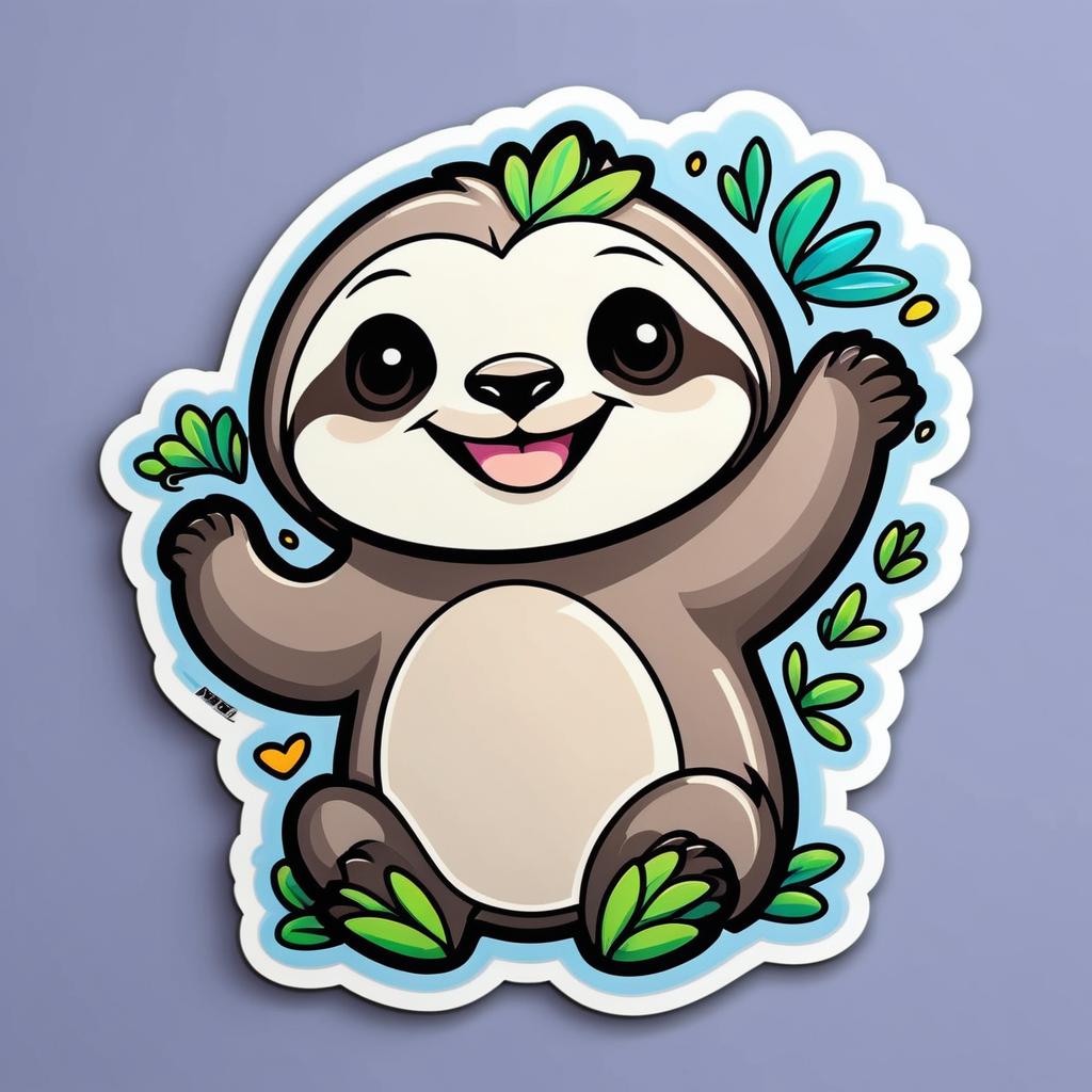 Cheerful Sloth Die-Cut Sticker Design