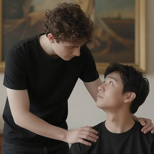 Intimate Portrait of Two Men in Black