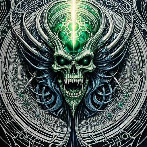 Enigmatic Elemental Spirit Skull Illustration