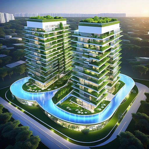 Futuristic Eco-Friendly Apartment Complex Design Futuristic Eco-Friendly Apartment Complex Design