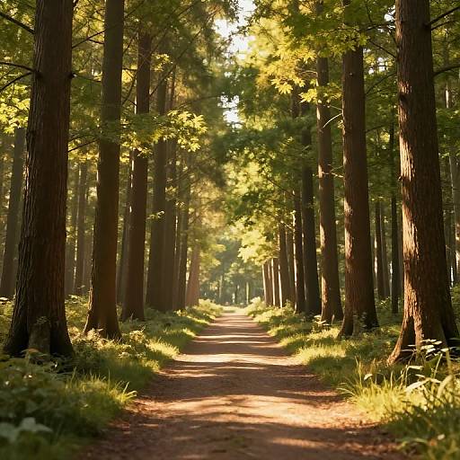 Serene Golden-Hour Forest Pathway