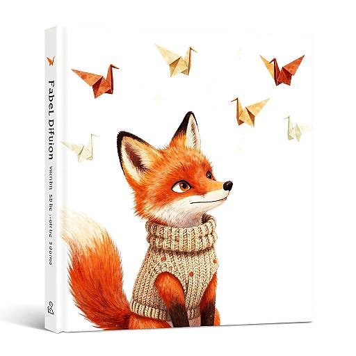Curious Red Fox Child and Magical Book