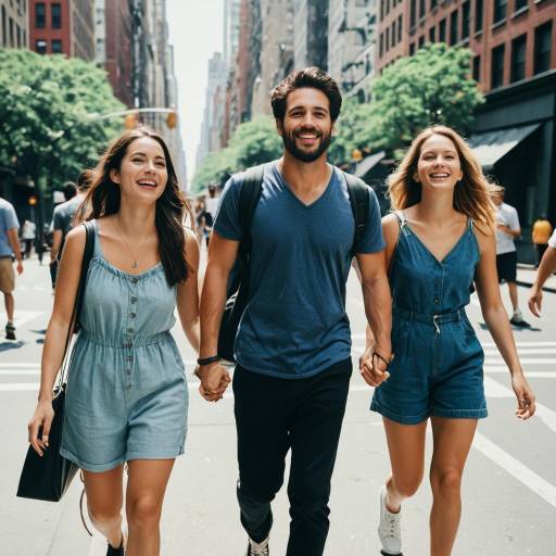Three Friends Walking in NYC