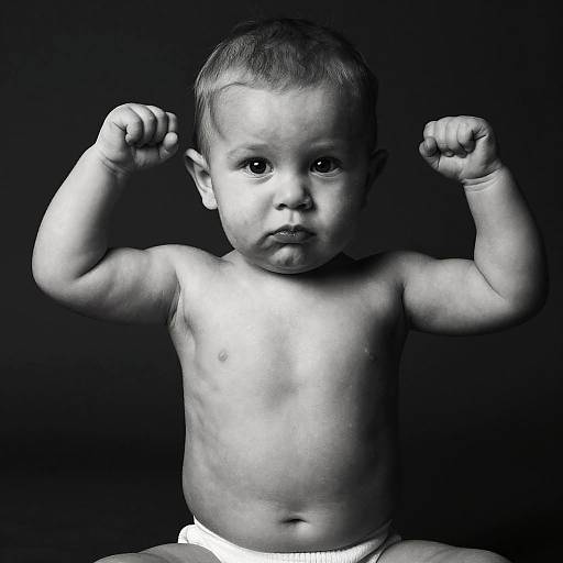 Artistic Black and White Baby Flexing Abs