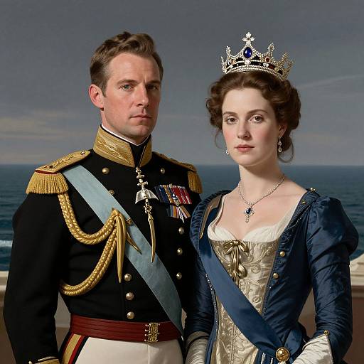 Classical Digital Portrait of Military Couple