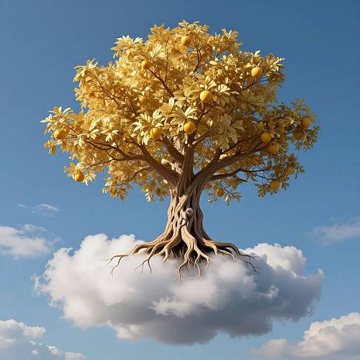 Floating Golden Tree on Cloud