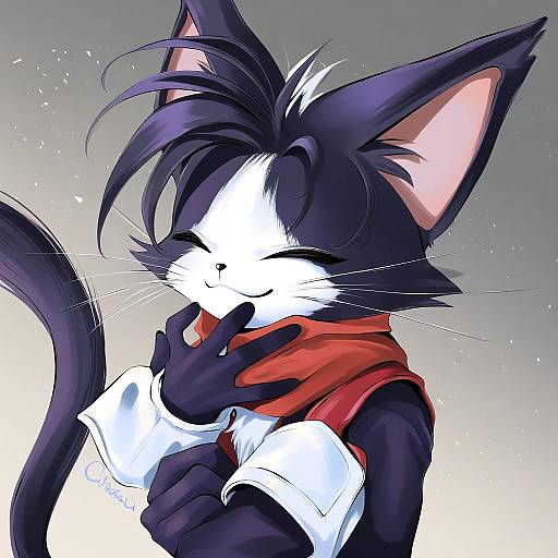 Illustration of Cait sith (ff7), final fantasy in the style of Chaesu