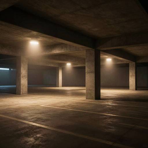 Empty Liminal Parking Garage Nightscape