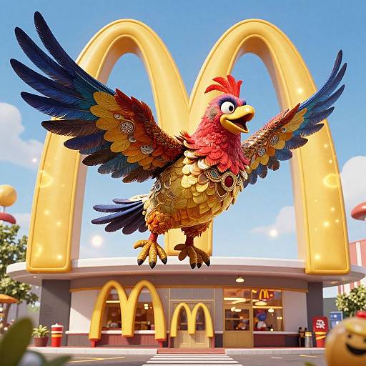 Fantasy Birdie McDonalds Mascot Illustration