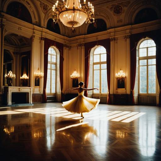 Ballerina Dancing in Elegant Ballroom