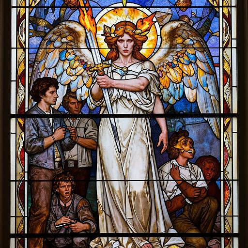 Terrifyingly Beautiful Angel Stained Glass