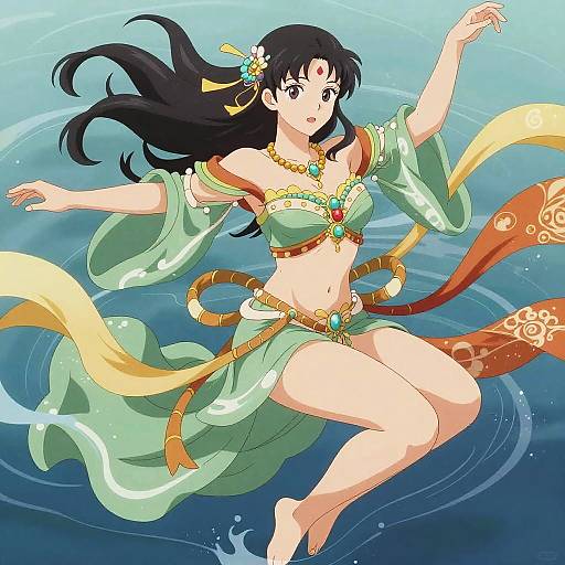 Vibrant Floating Woman Artwork