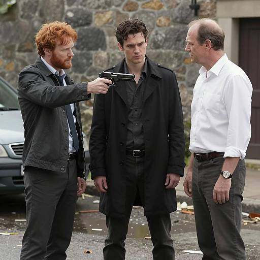 Confrontation Scene with Three Men
