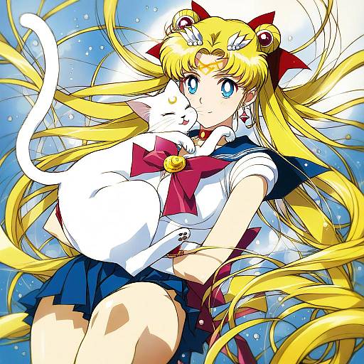 Illustration of Artemis (sailor moon), bishoujo senshi sailor moon in the style of Sameha ikuya