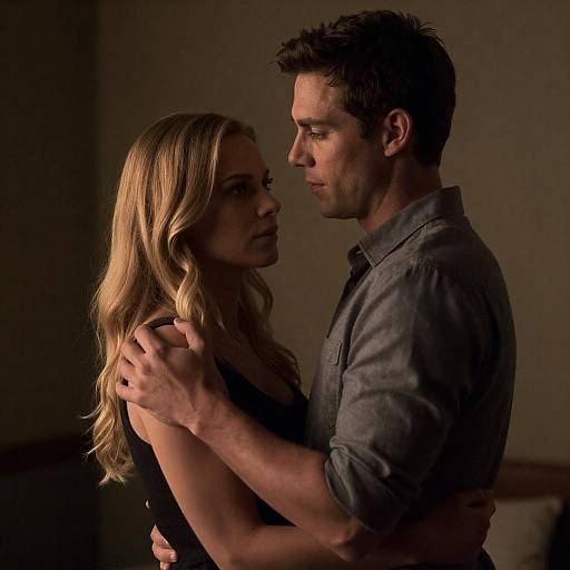 Couple Embracing in Dim Light