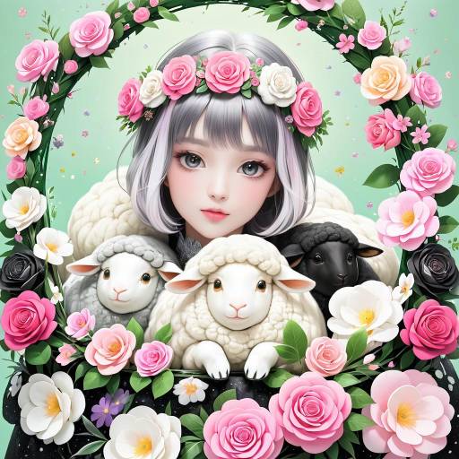 Realistic Cuddly Speckled Sheep Portrait Realistic Cuddly Speckled Sheep Portrait