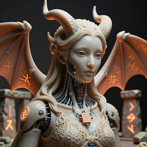 Cinematic Cyberpunk Stone Statue Portrait