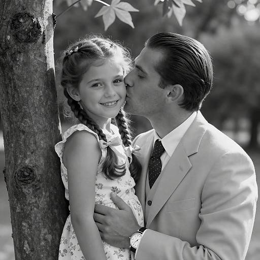 Man Kissing Girl's Cheek Outdoors
