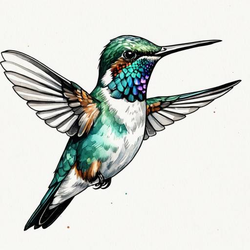 Watercolor Hand-Drawn Hummingbird