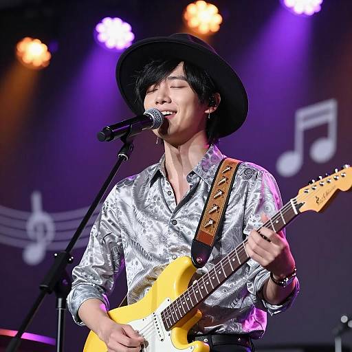 Vibrant Male Musician on Stage