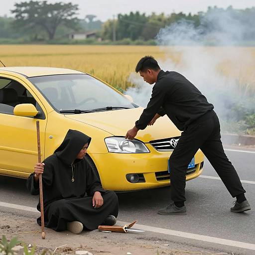 Mysterious Encounter on a Rural Road