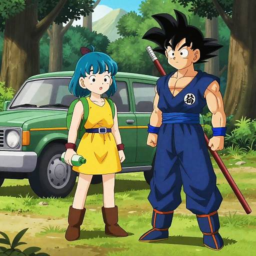 Anime Duo in Enchanted Forest Scene