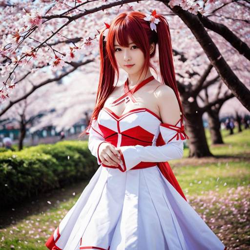 Asuka Honkai Impact Cosplay in Cherry Blossoms