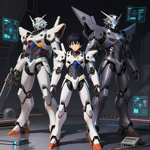 Futuristic Anime Mecha Piloting Scenes