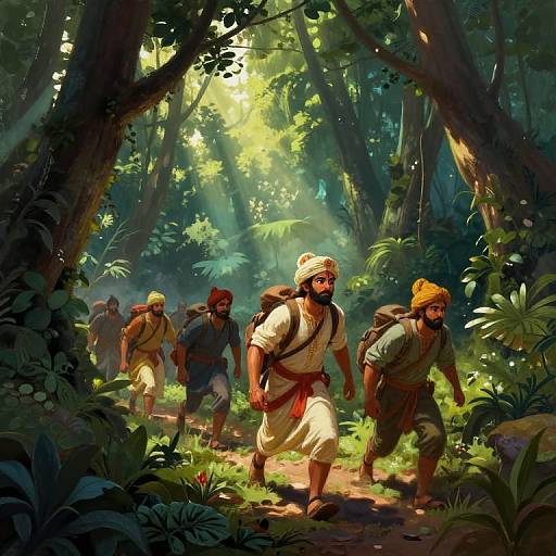 Mahmud Leading Explorers Through Mystical Forest