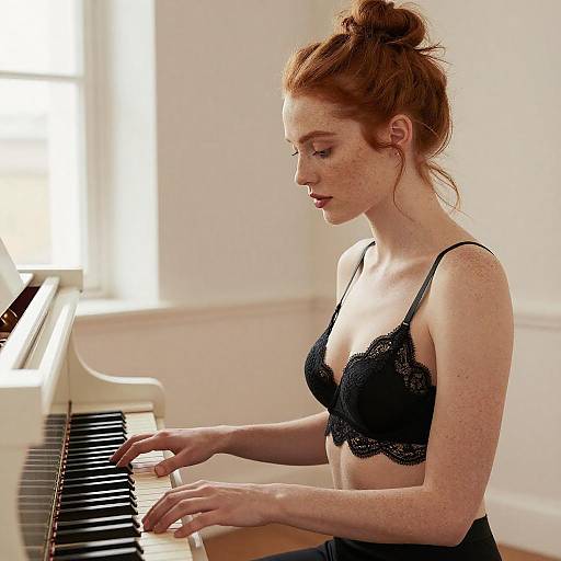 Intimate Portrait of Woman at Piano