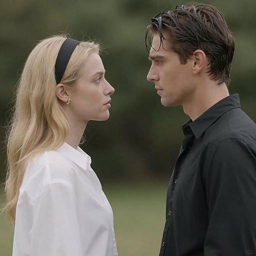 Couple Facing Each Other Outdoors