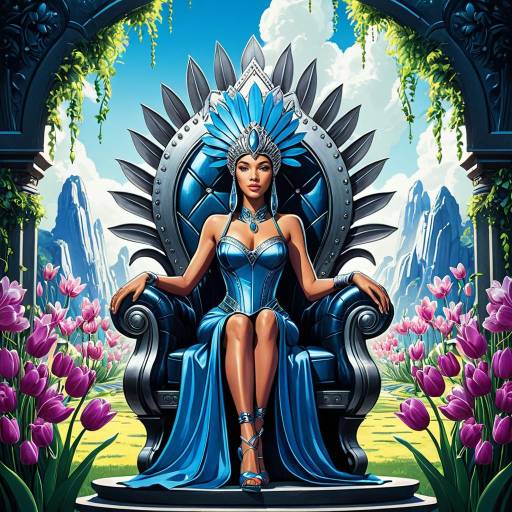 Glamorous Woman on Futuristic Throne