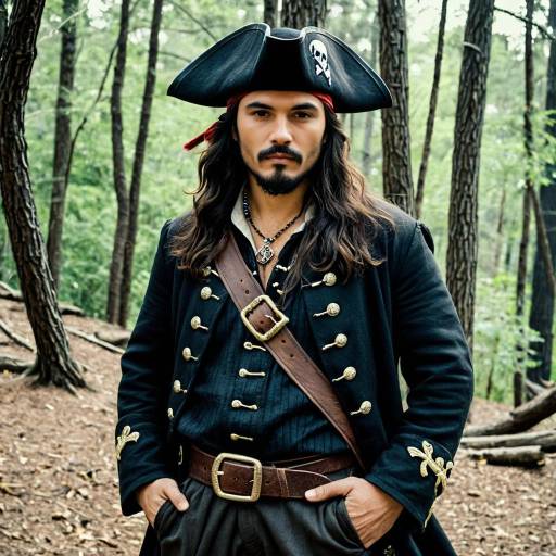 Man in Realistic Pirate Costume in Forest
