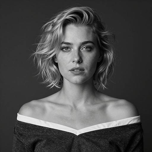 Black and White Portrait of Blonde Woman