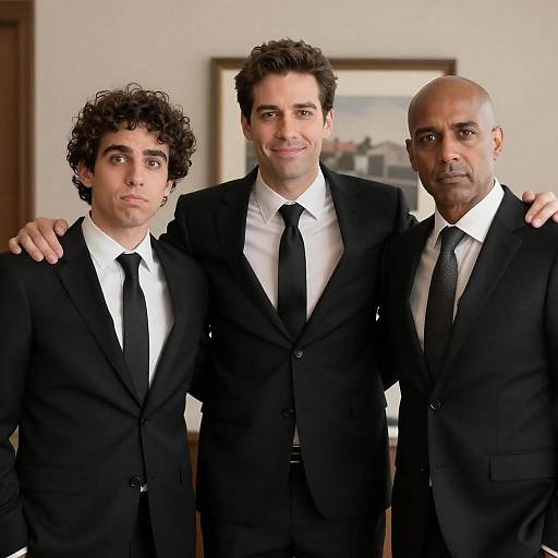 Three Men in Black Suits Portrait